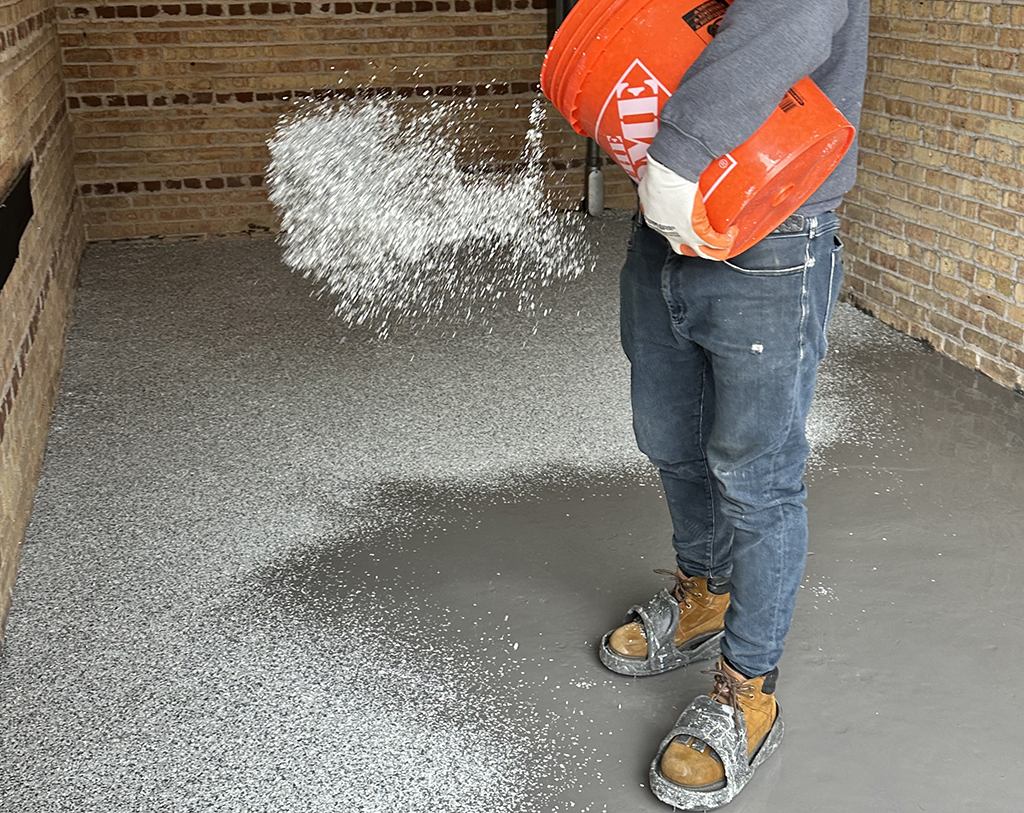 adding decorative chips