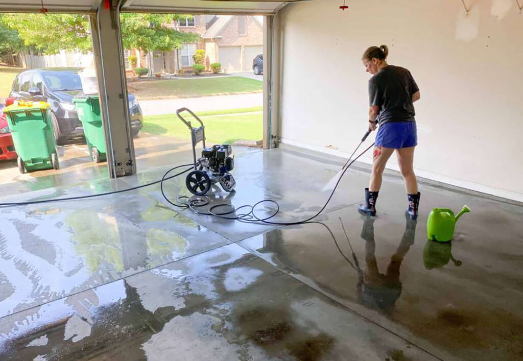 power washing garage floor