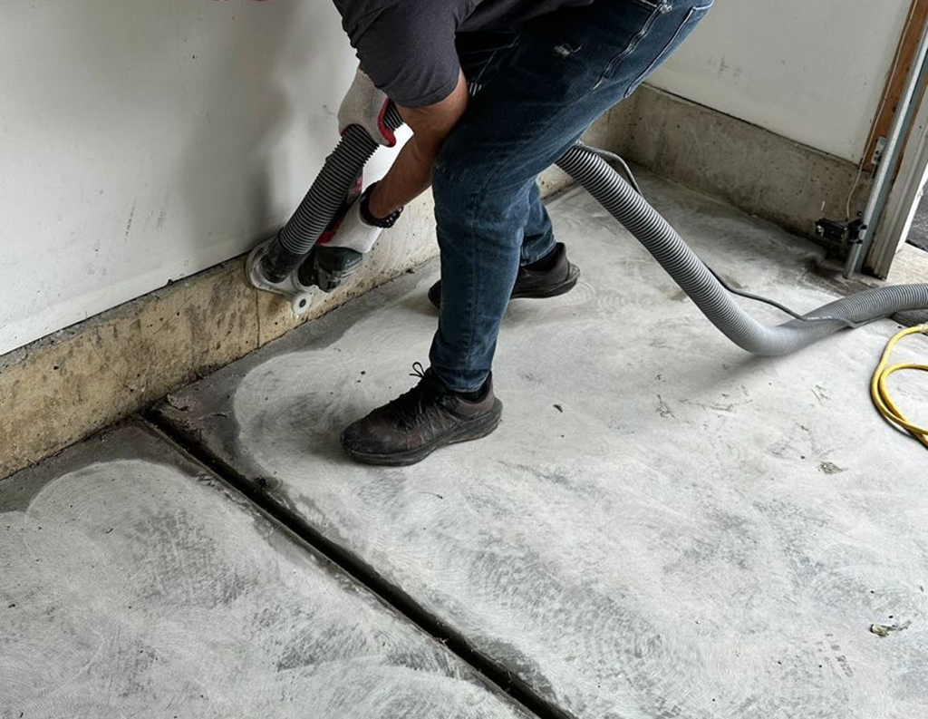 etching concrete floor edges