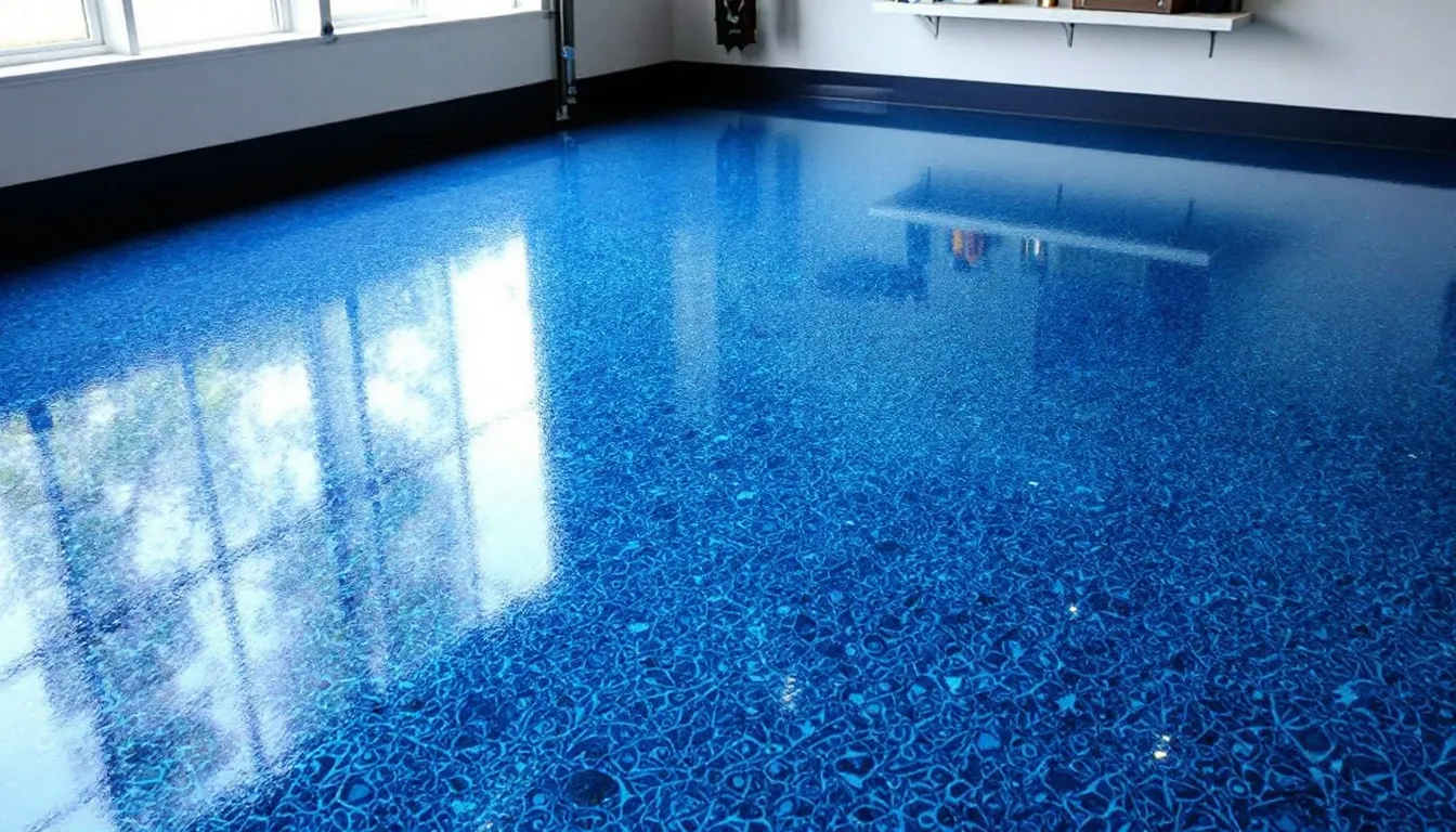 A beautifully finished epoxy garage floor showcasing its glossy surface.