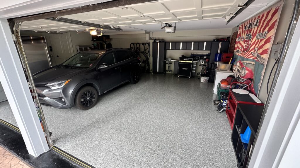 a car in a garage