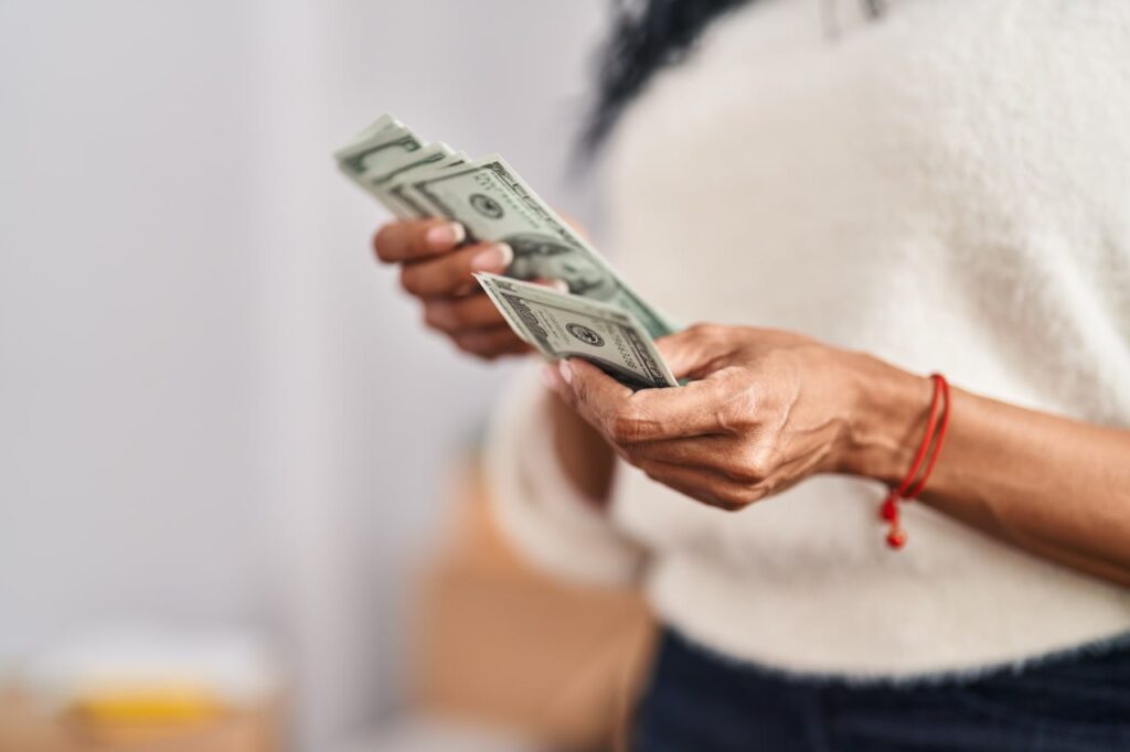 woman counting money